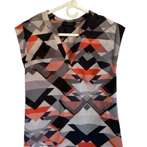 The Limited women’s orange/black geometric sleeveless top. Shell. Sheer. Size XS